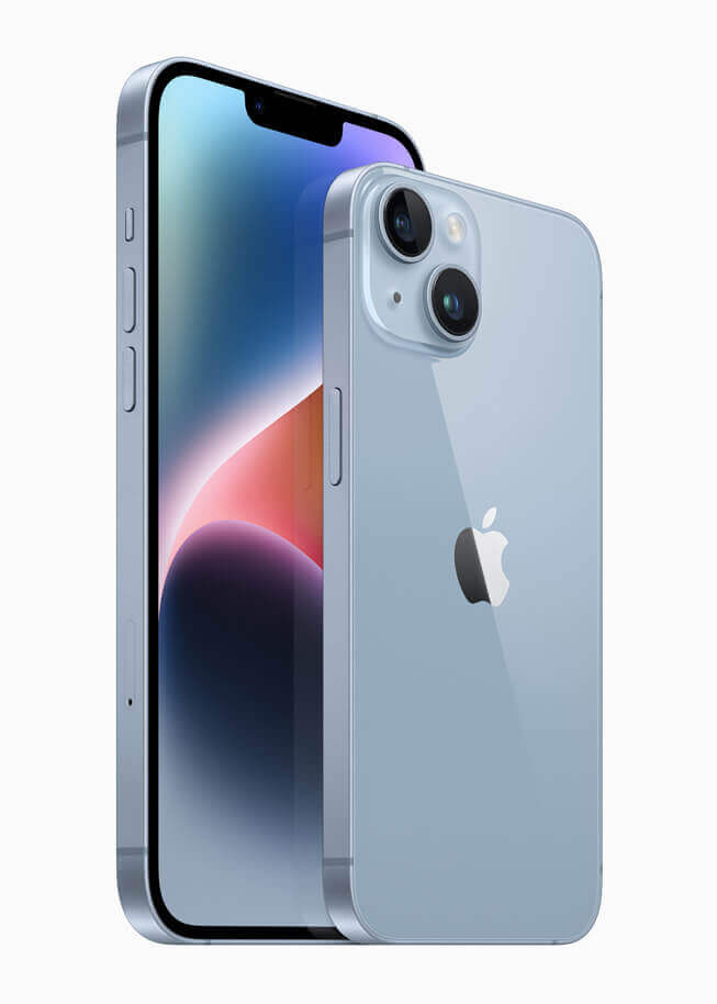 Refurbished iPhone 14 128GB Blue – Excellent 4 Light blue iPhone 14, sleek design.
