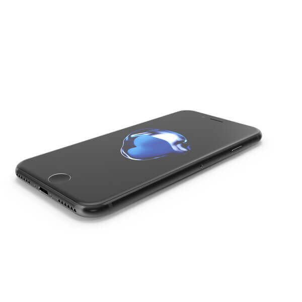 iPhone 7 - Matte Black - 32GB - Like New 3 Black smartphone with blue screen design.