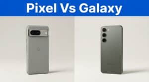 Two flagship smartphones displayed upright side by side on a clean studio surface.