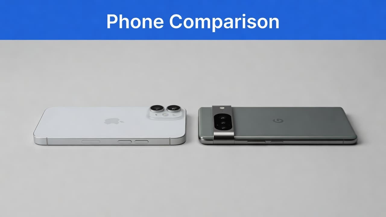 Refurbished iPhone 15 vs Pixel 9: UK Value in 2026 1 An iPhone 15 and a Google Pixel 9 displayed side-by-side on a light-grey surface for a technical review.